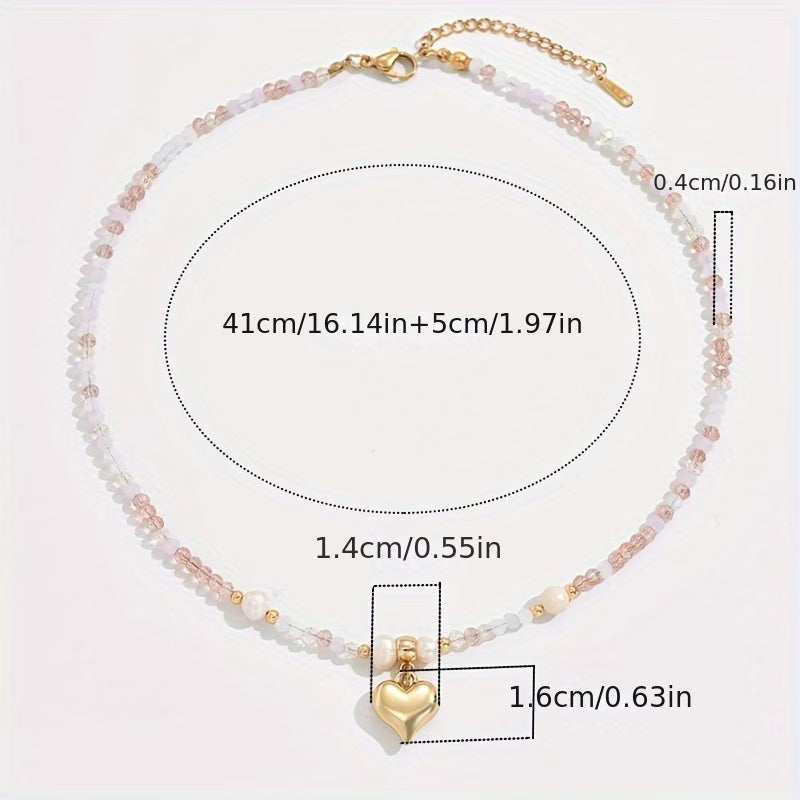 Minimal Blush Pearl Heart Necklace