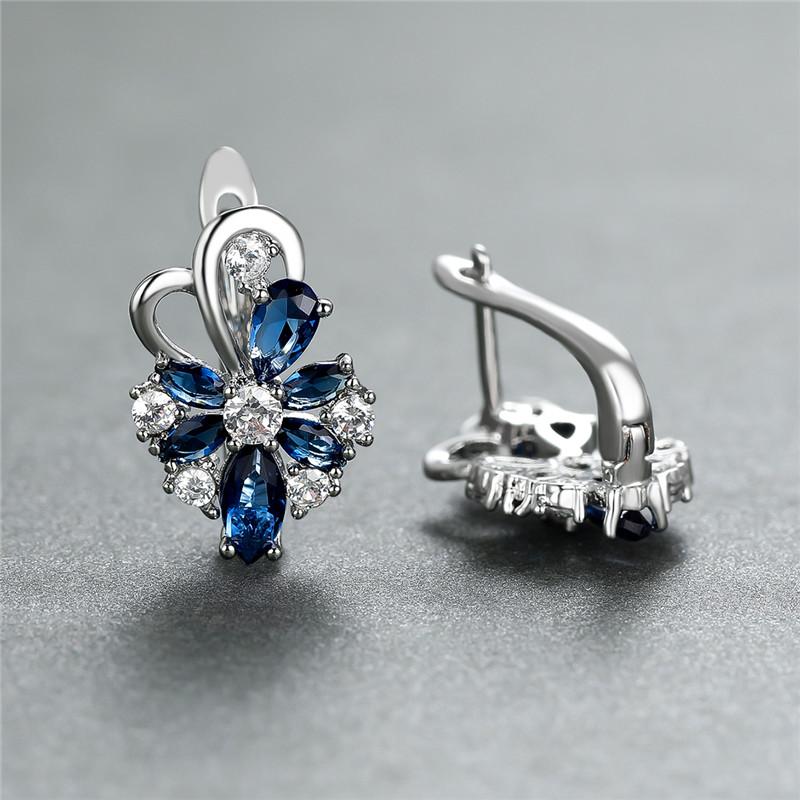 Elegant Waterdrop Zircon Flower Earrings