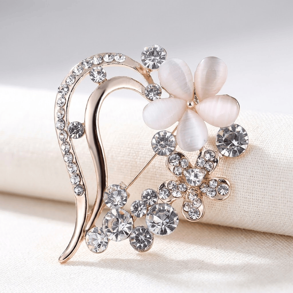 Elegant Flower Crystal Brooch