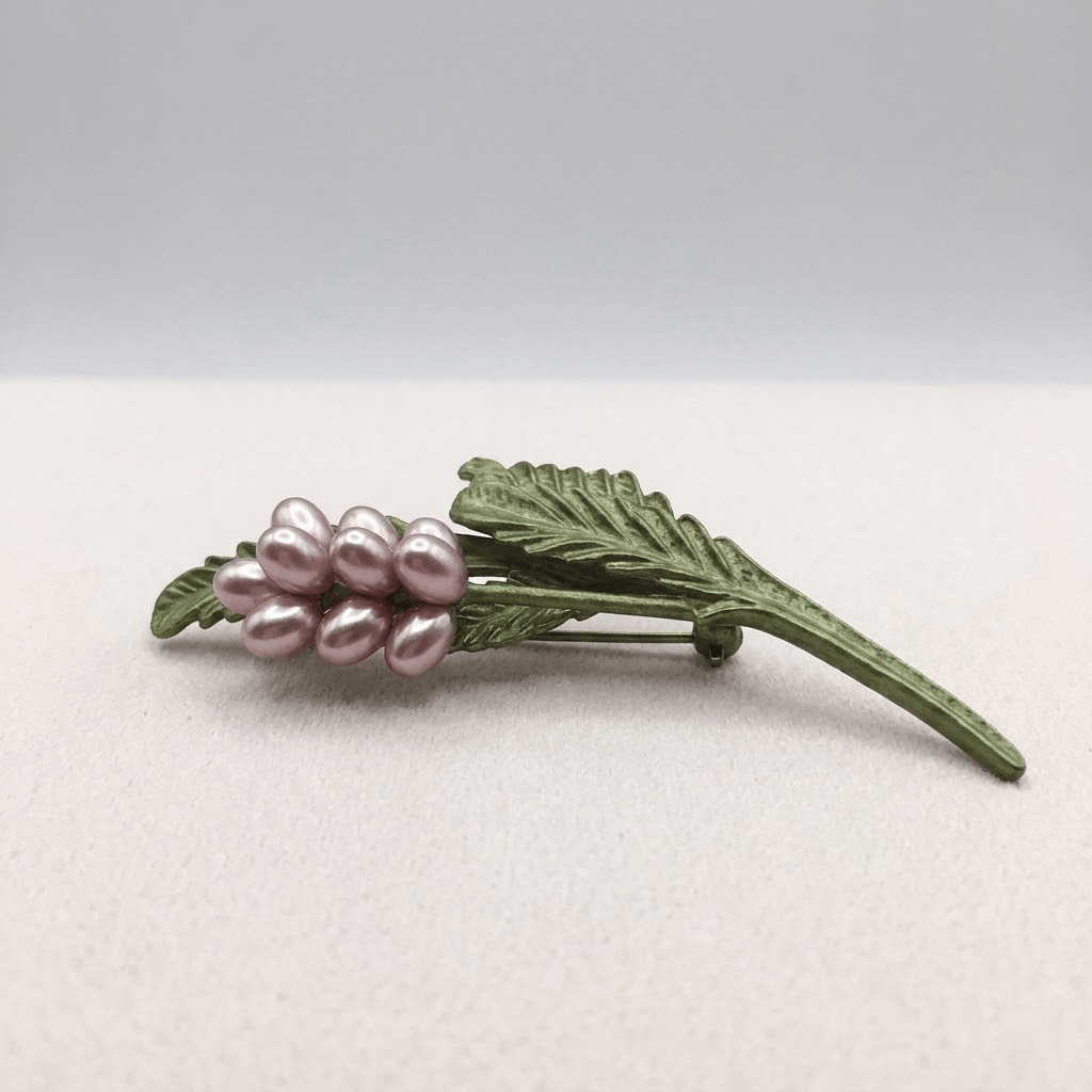 Elegant Pearl Botanical Brooch