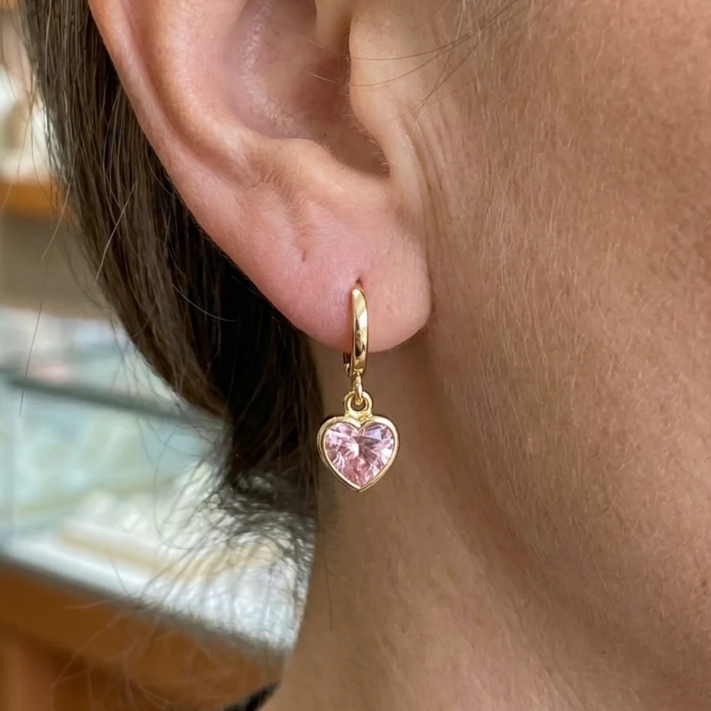 Elegant Rosé Sapphire Cupid Charm Earrings