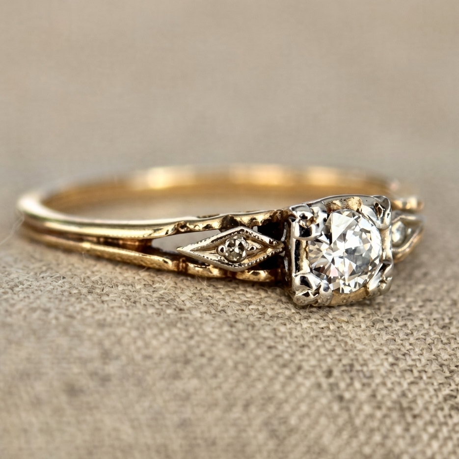 Elegant Vintage-Inspired Gold Zirconia Ring