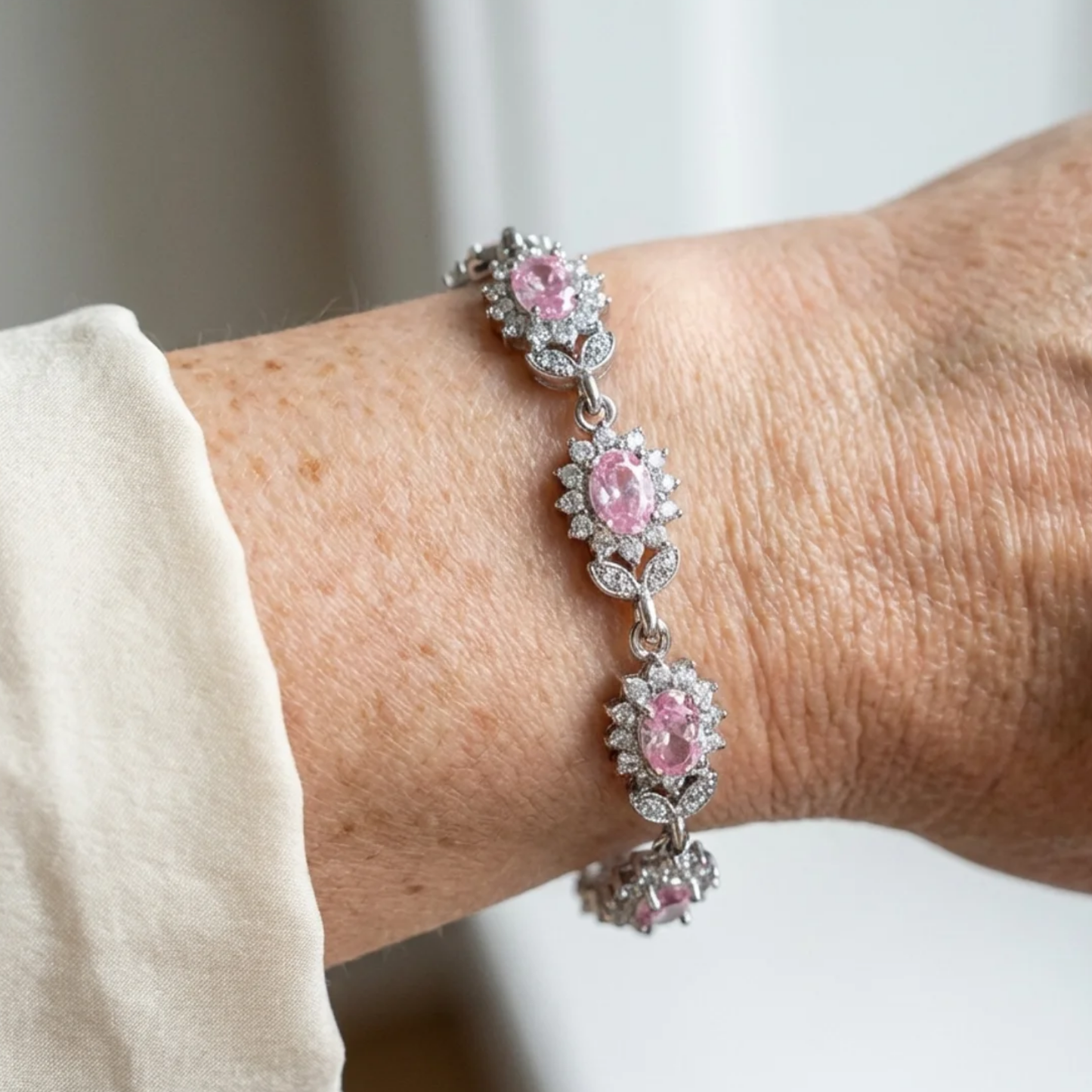 Elegant Twisted Flower Rosé Sapphire Bracelet