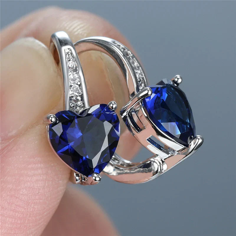 Timeless Silver Moonlit Heart Earrings