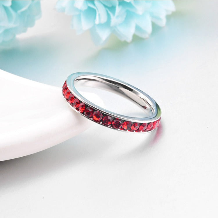 Elegant Ruby Eternity White Gold Band