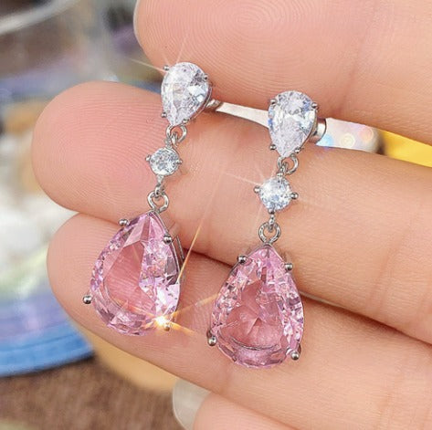 Elegant Rosé Sapphire Drop Earrings