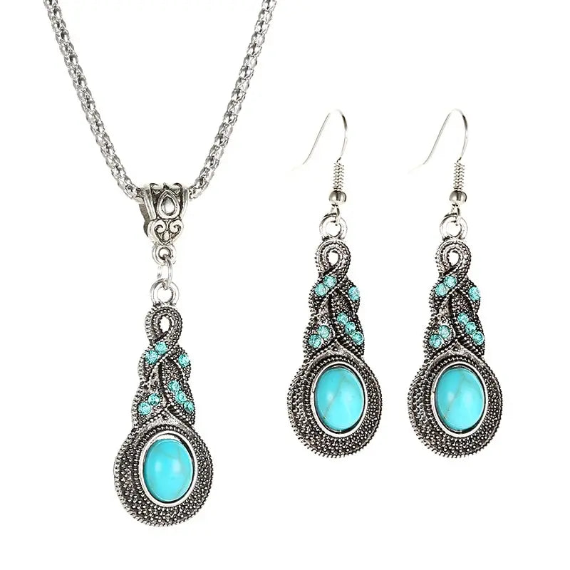 Elegant Turquoise Necklace and Earrings Set