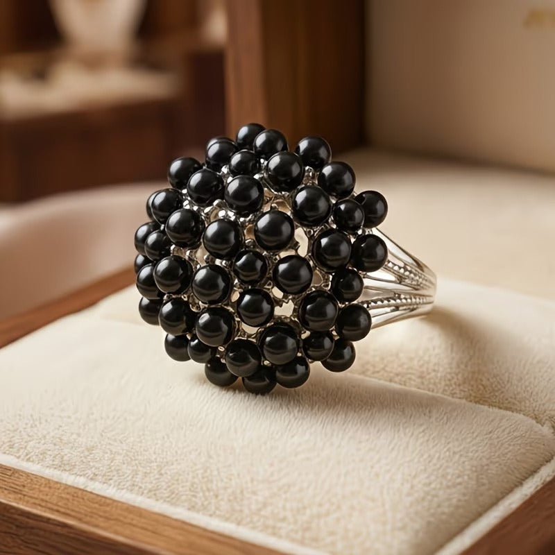 Elegant Colored Inlaid Pearl Ring