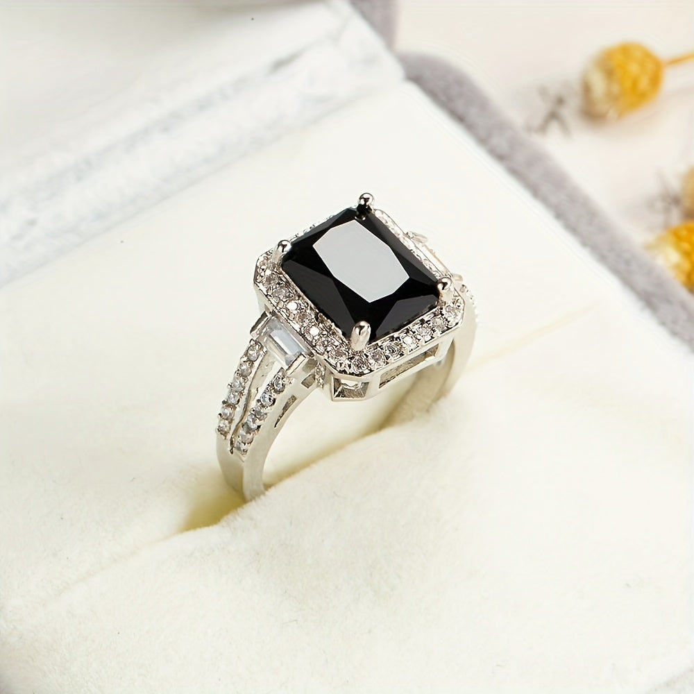 Sophisticated Onyx Zirconia Statement Ring