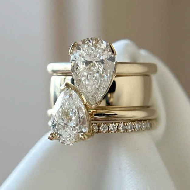 Elegant Dual Zirconia Drop Ring