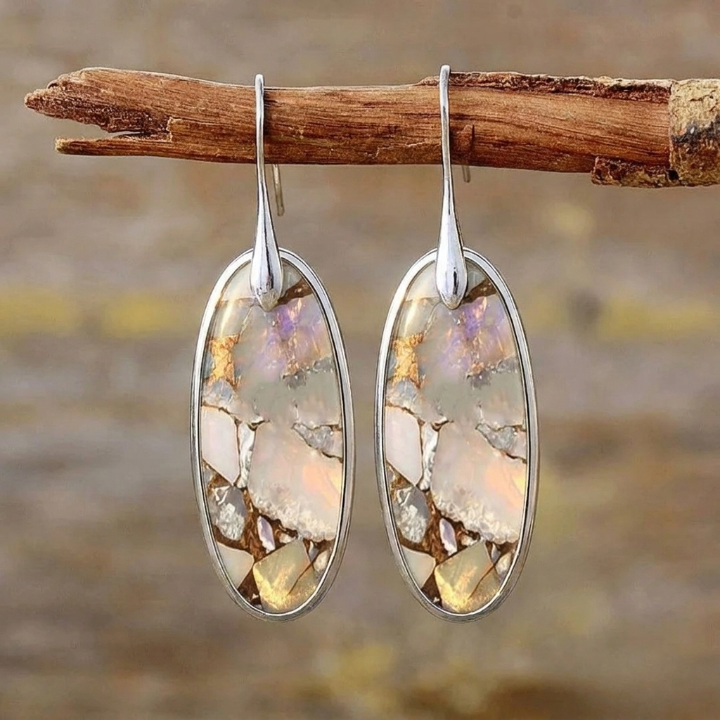 Radiant Oval Stone Earrings