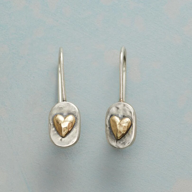 Vintage timeless Silver And Gold Heart Earrings