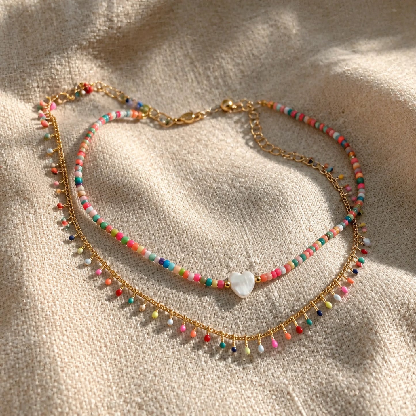 Minimal Rainbow Beaded Necklace
