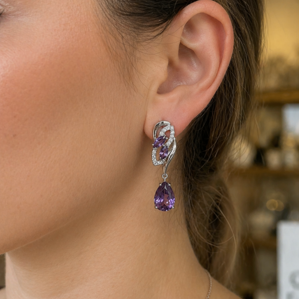 Elegant Amethyst Drop Earrings
