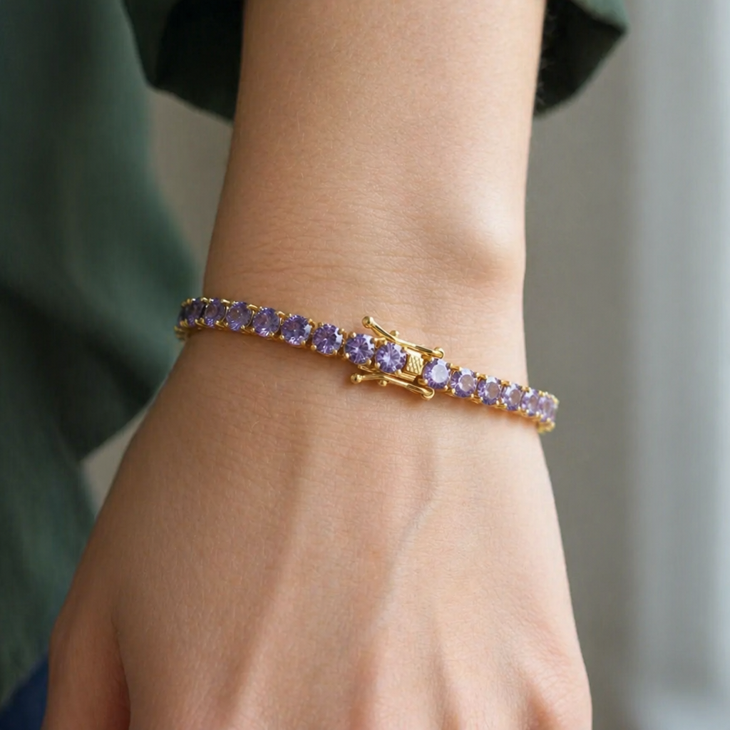 Elegant Amethyst White Gold Bracelet