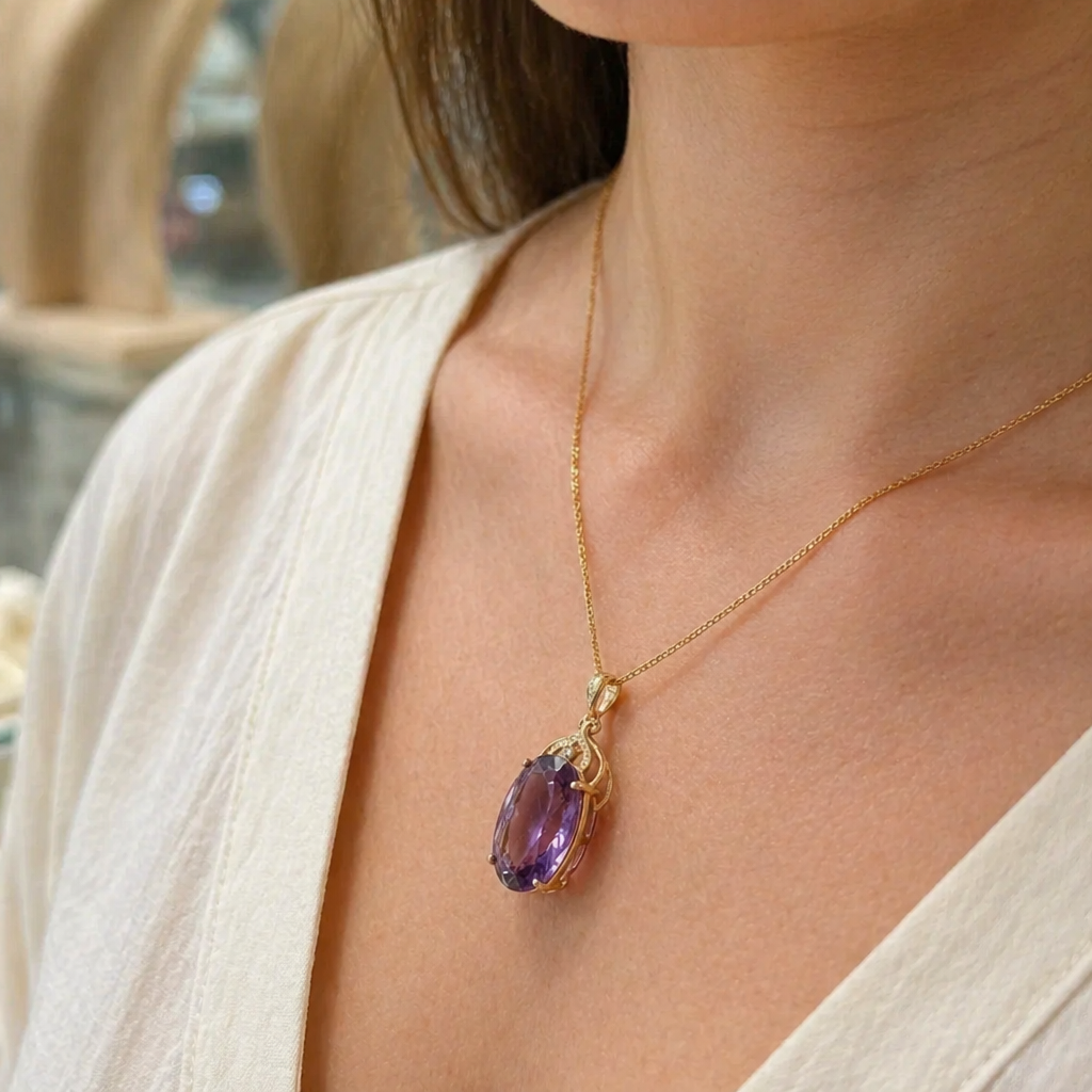 Sophisticated Amethyst Gold Necklace