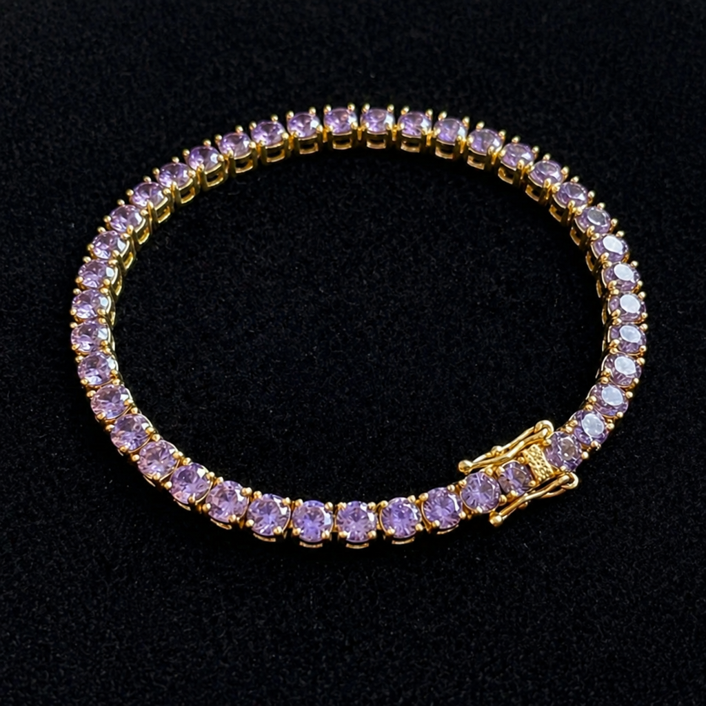 Sophisticated Amethyst Gold Bracelet