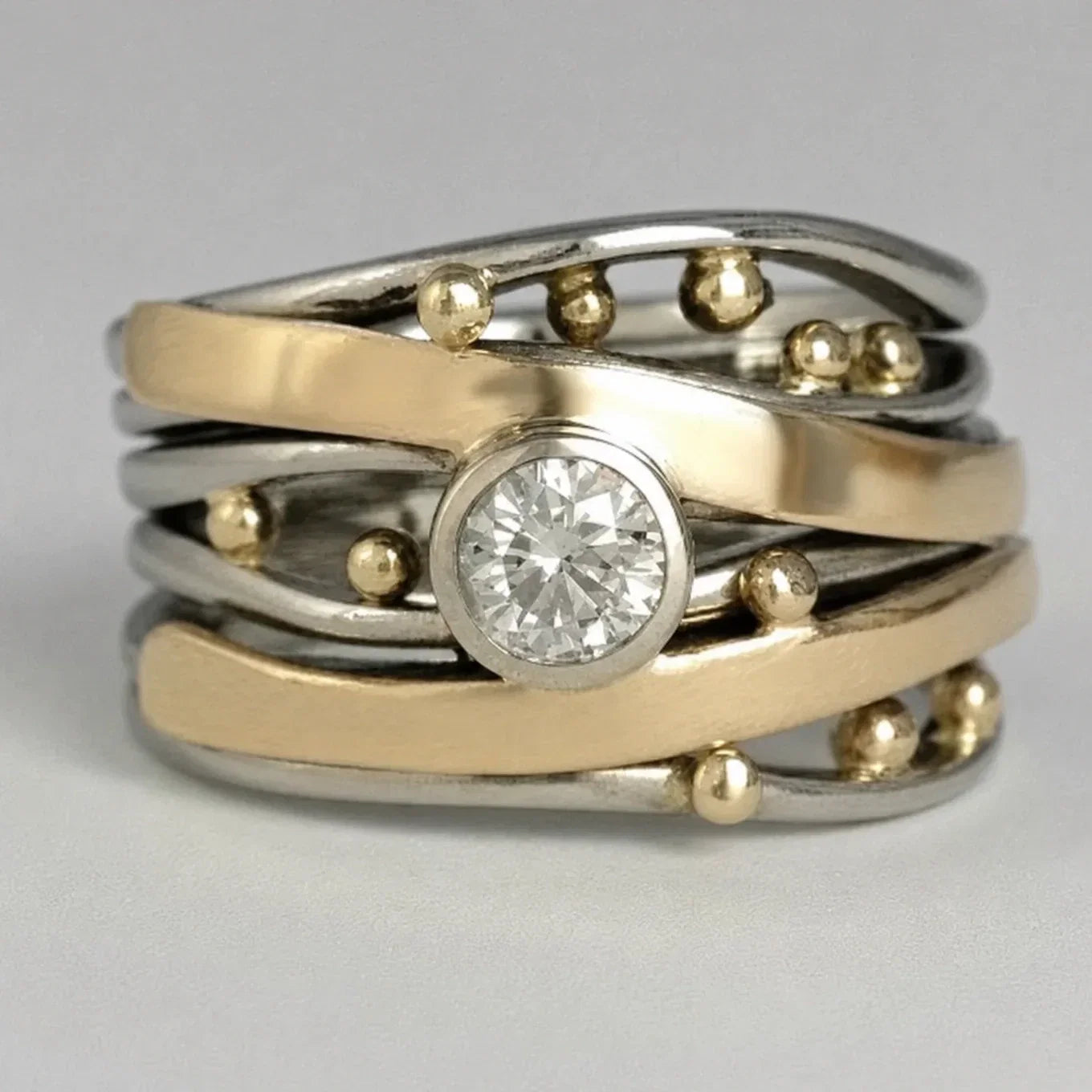 Elegant Gold Inlay Zirconia Ring