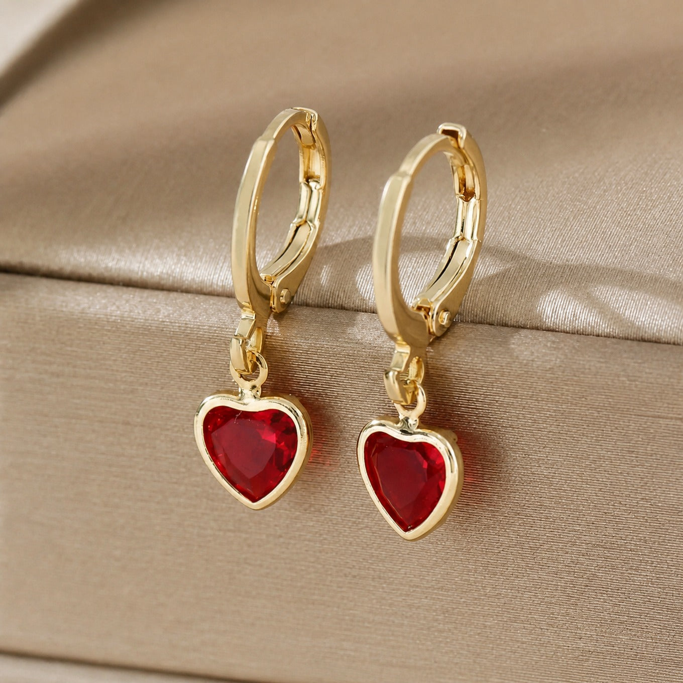 Elegant Heart Gold Earrings