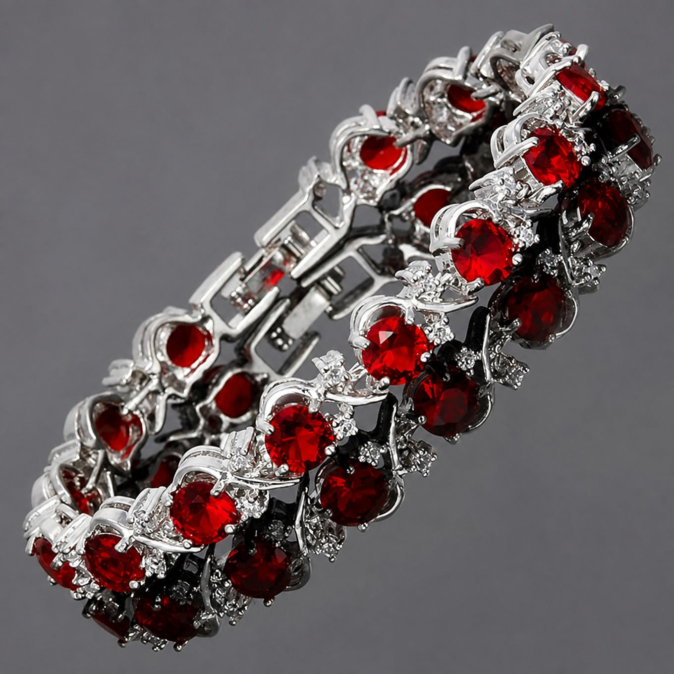 Sophisticated Ruby Vine White Gold Bracelet