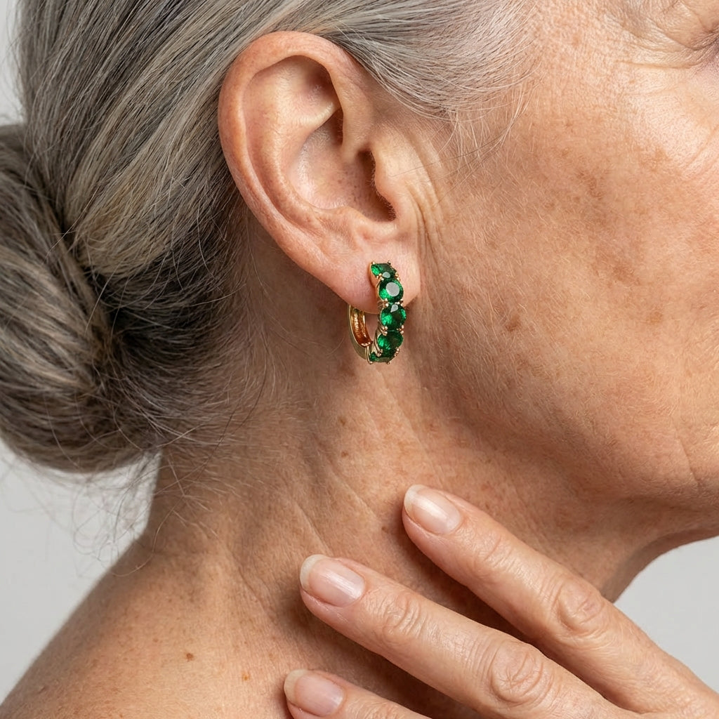 Mayfair Emerald Hoop Earrings