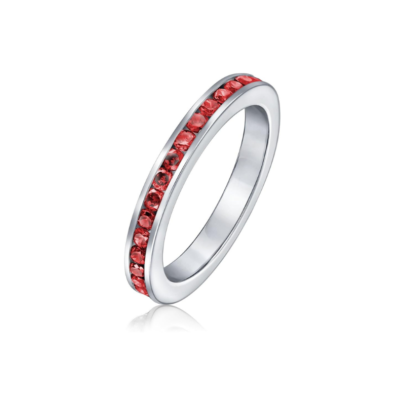 Elegant Ruby Eternity White Gold Band