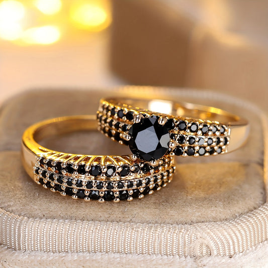 Sophisticated Black Zircon Copper Ring