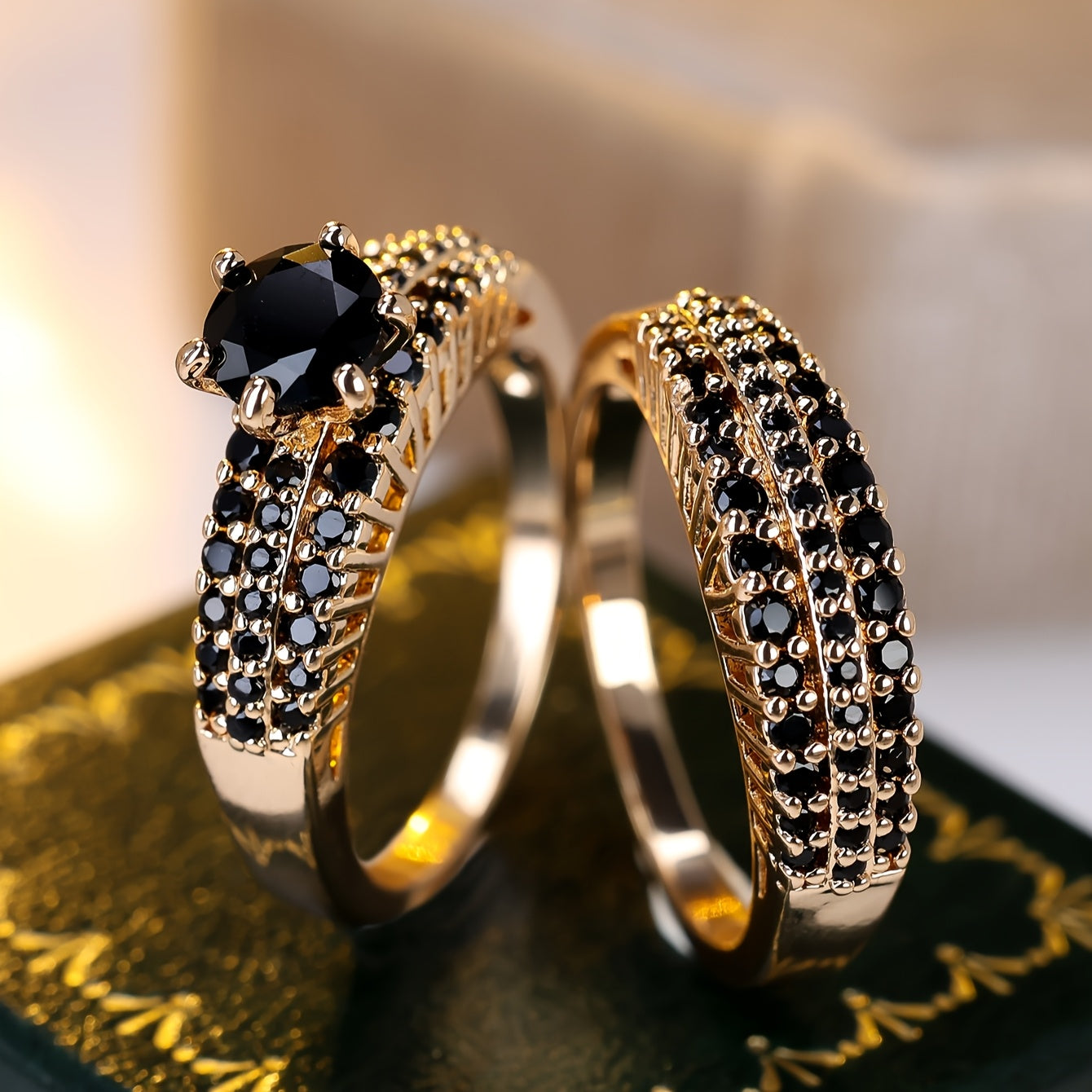 Sophisticated Black Zircon Copper Ring