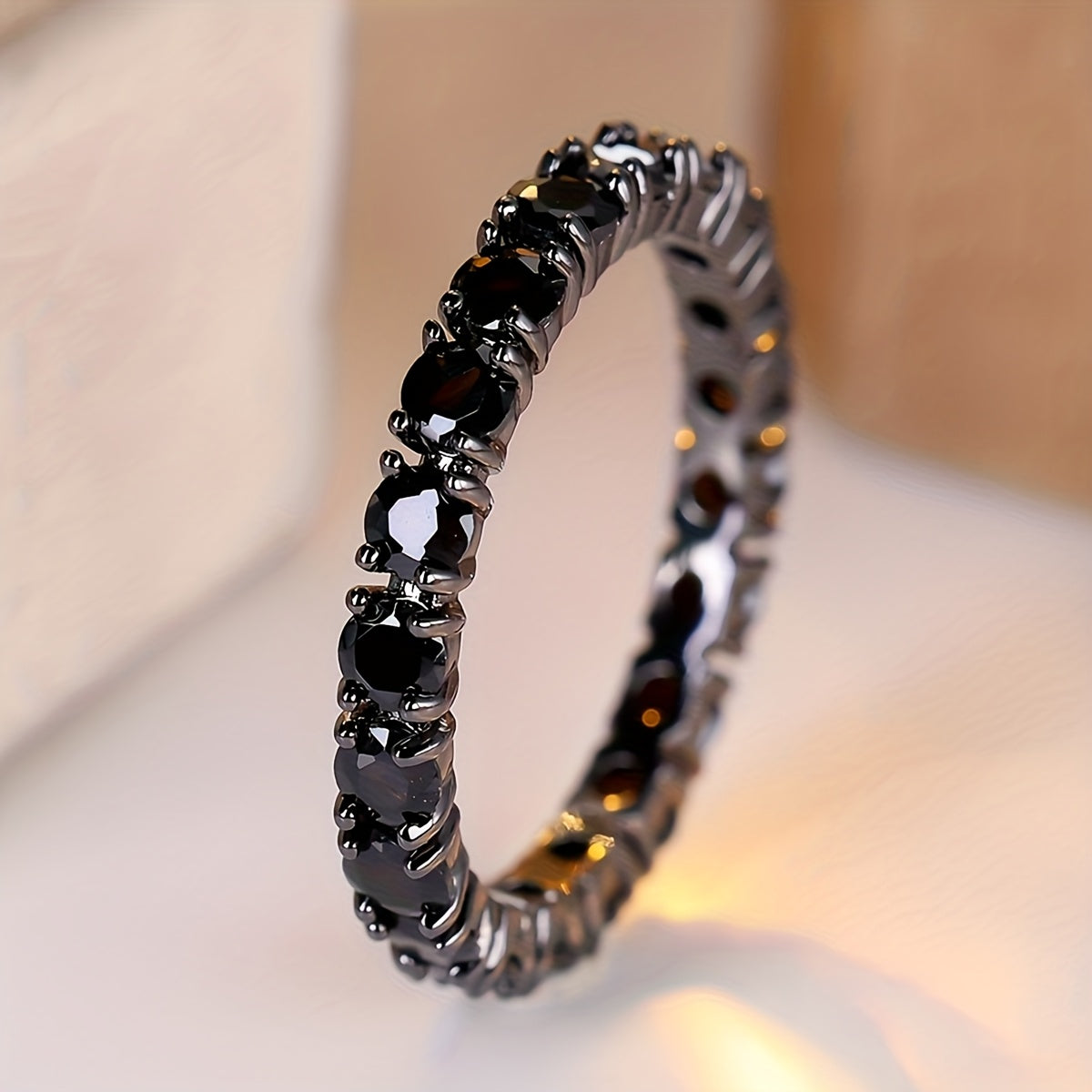 Elegant Black Zirconia Vintage Ring