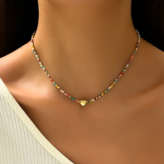 Minimal Earth Tone Heart Necklace