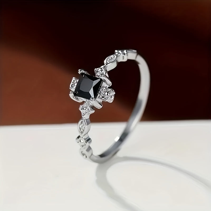 Elegant Black Square Inlay Ring