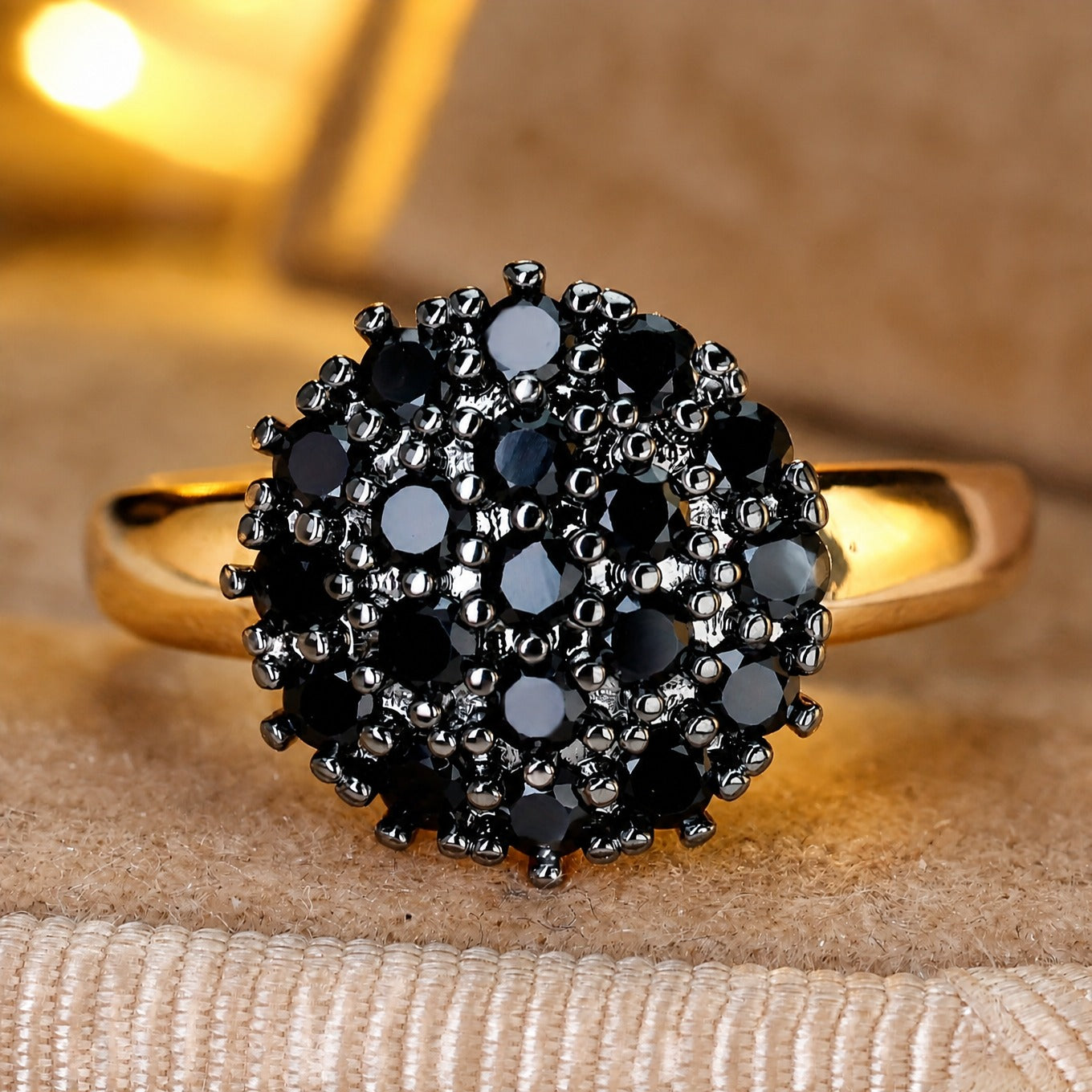 Sophisticated Onyx Gold Statement Ring