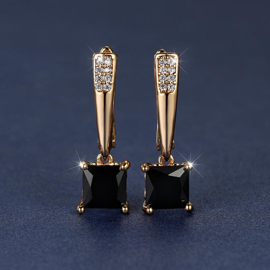 Elegant Square Cut Zirconia Drop Earrings
