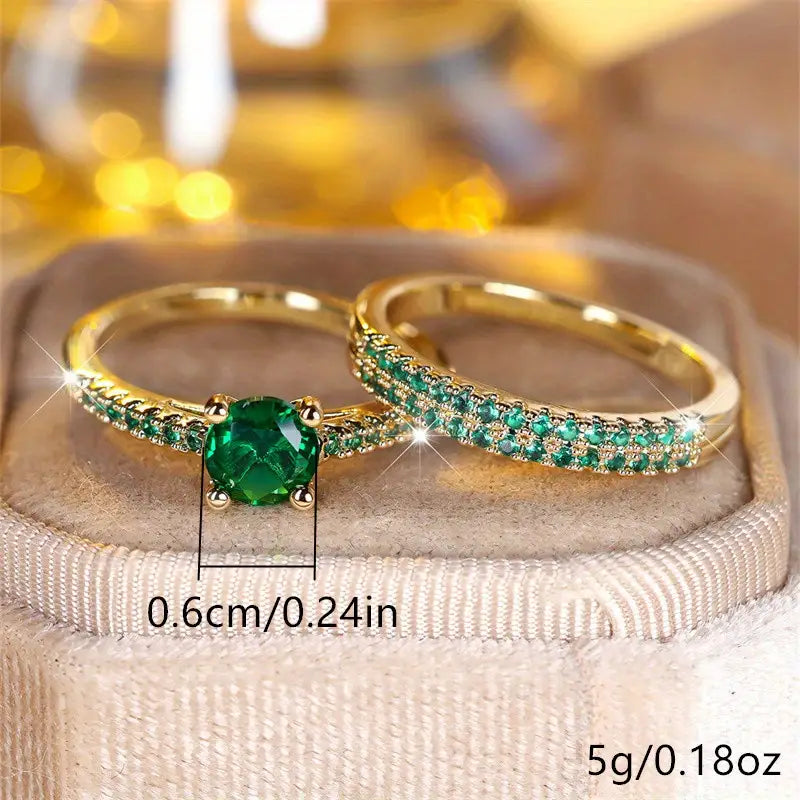Moni Emerald Duo Rings