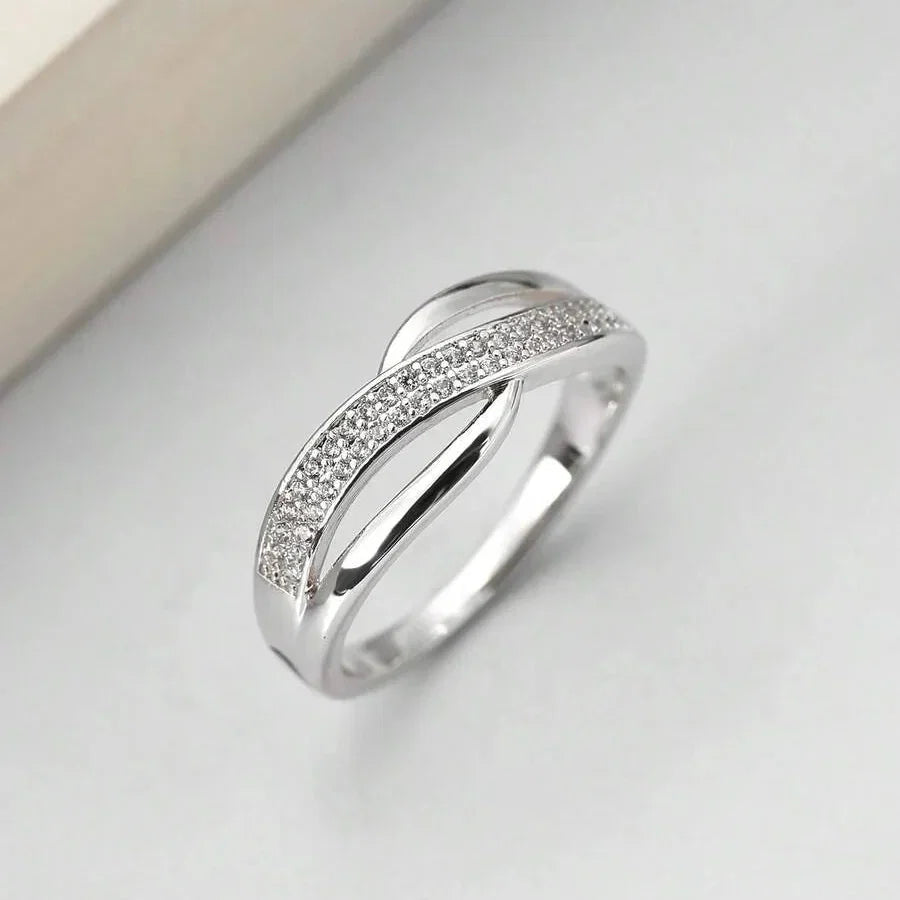 Sophisticated Gold Zirconia Statement Ring