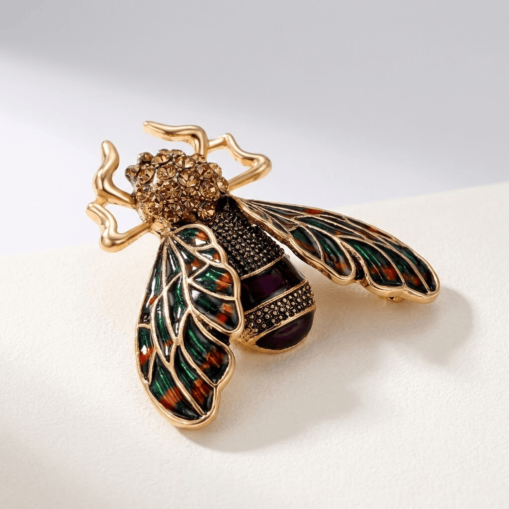 Elegant Amber Bee Brooch