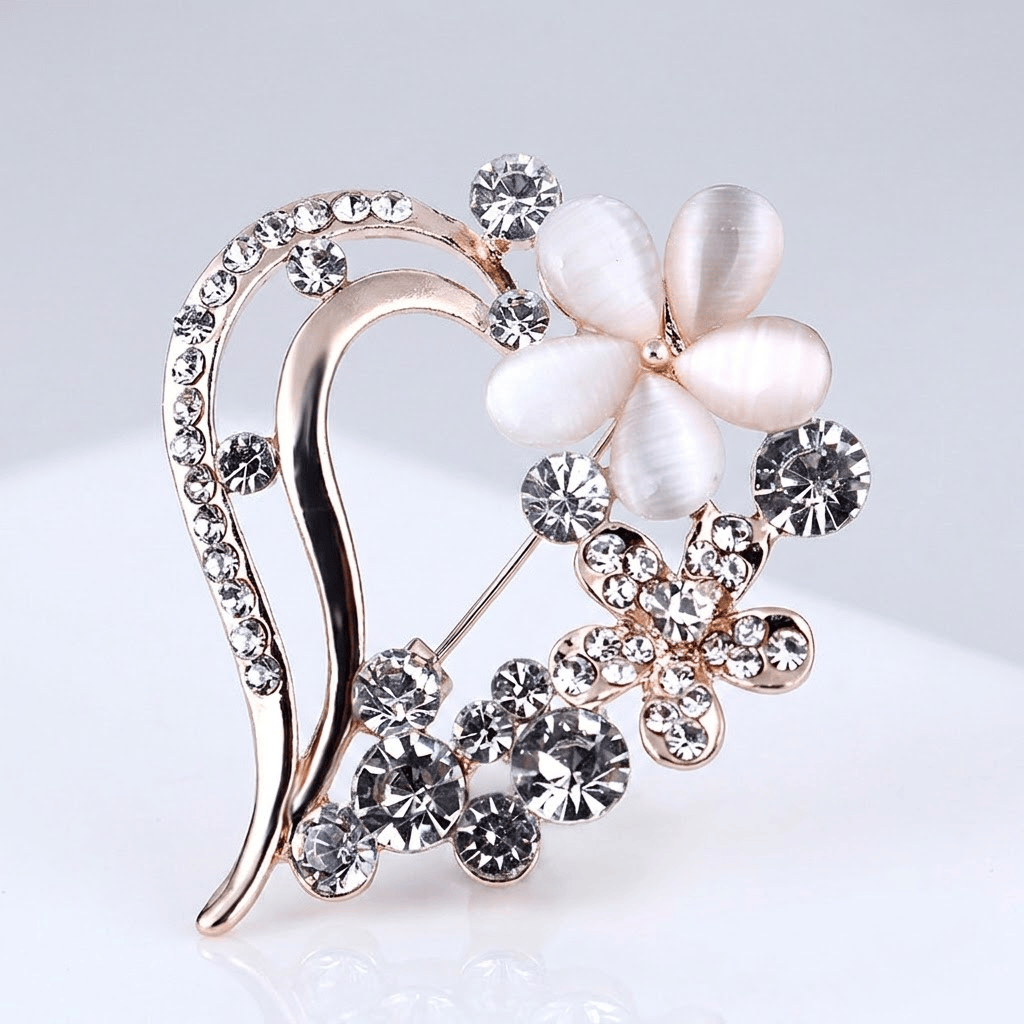 Elegant Flower Crystal Brooch