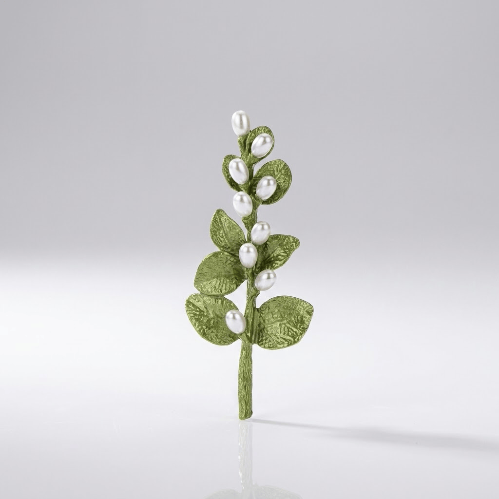 Elegant Pearl Botanical Brooch
