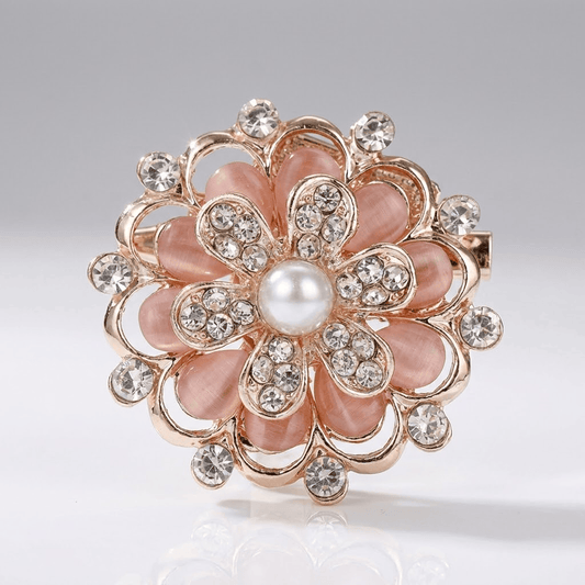 Elegant Nude Pink Flower Brooch
