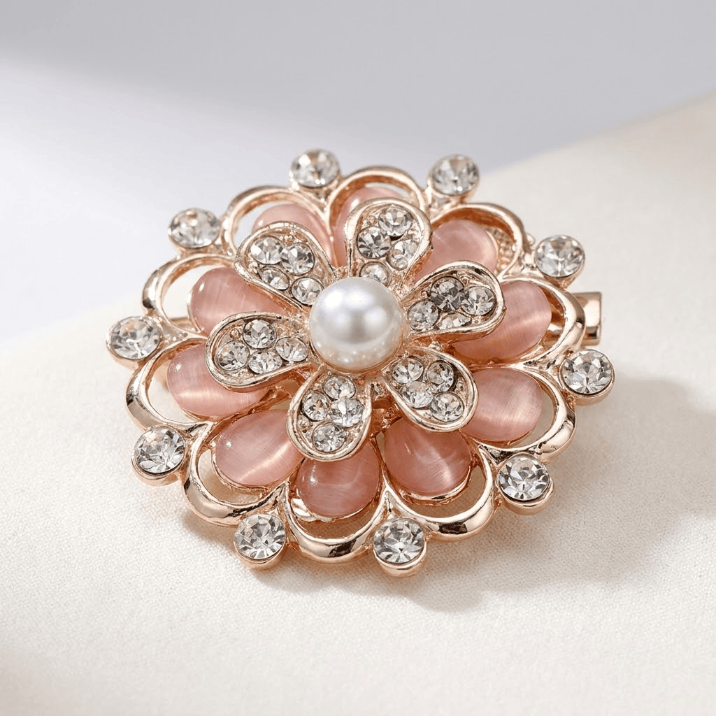 Elegant Nude Pink Flower Brooch