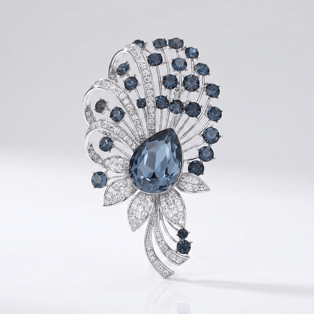 Elegant Floral Crystal Brooch