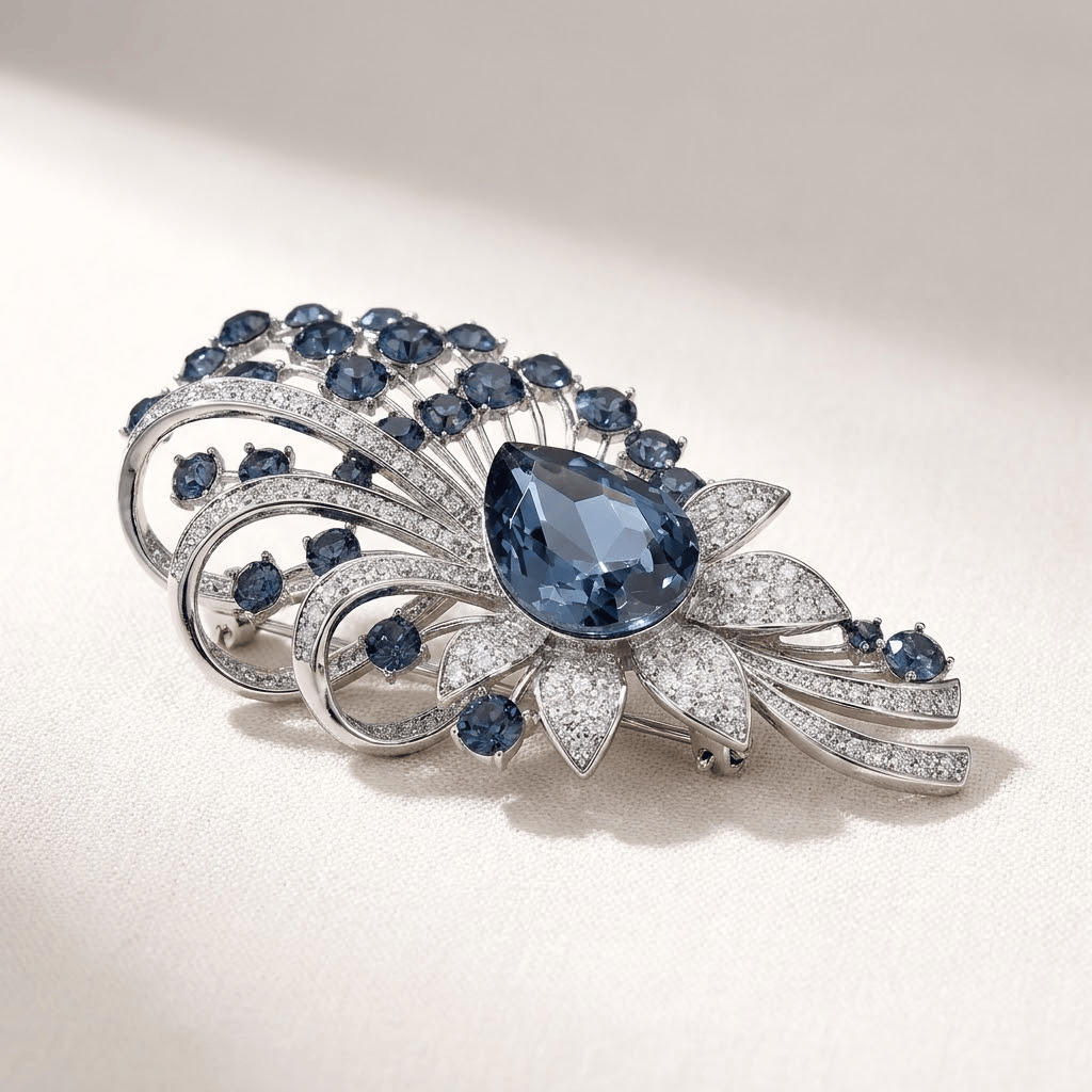Elegant Floral Crystal Brooch