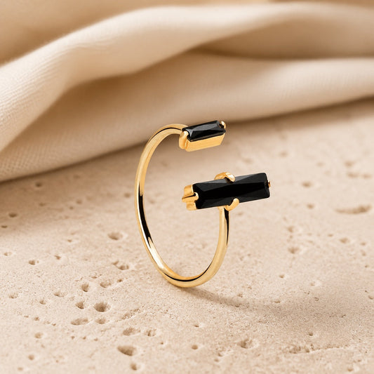 Timeless Obsidian Copper Ring