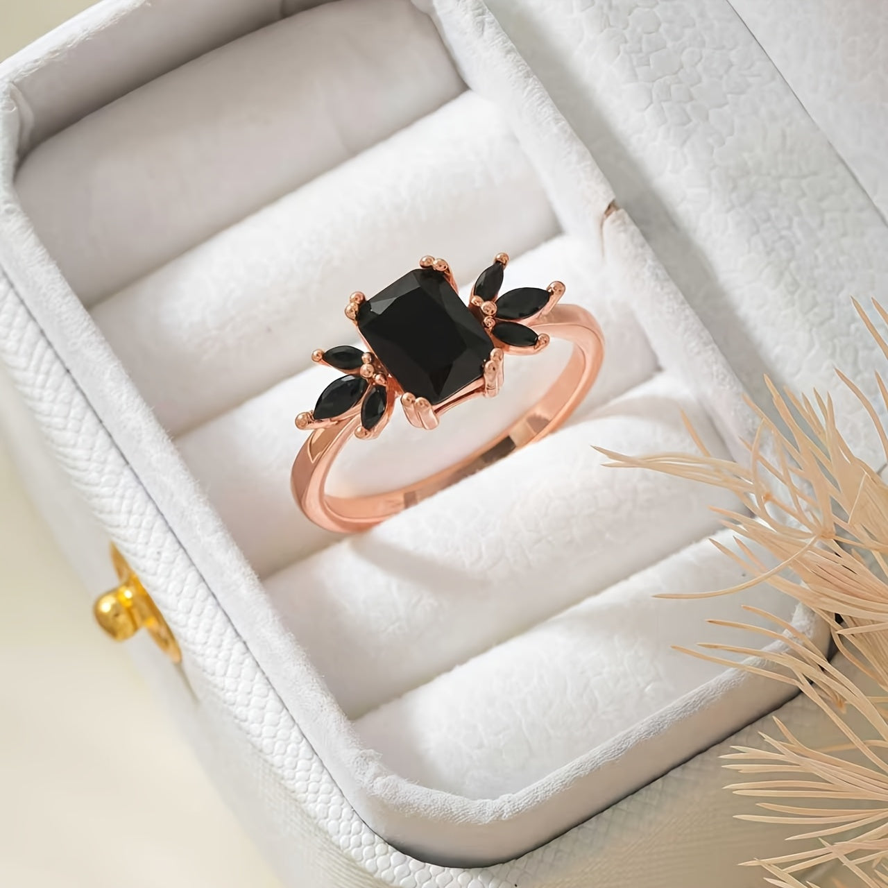 Elegant Black Onyx Marquise Ring