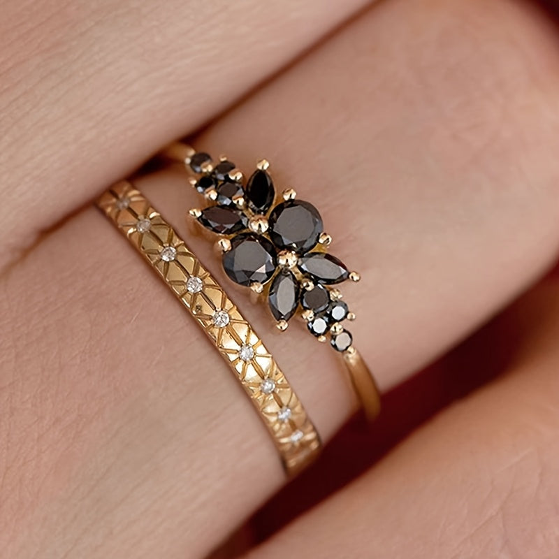 Elegant Onyx Copper Band Ring