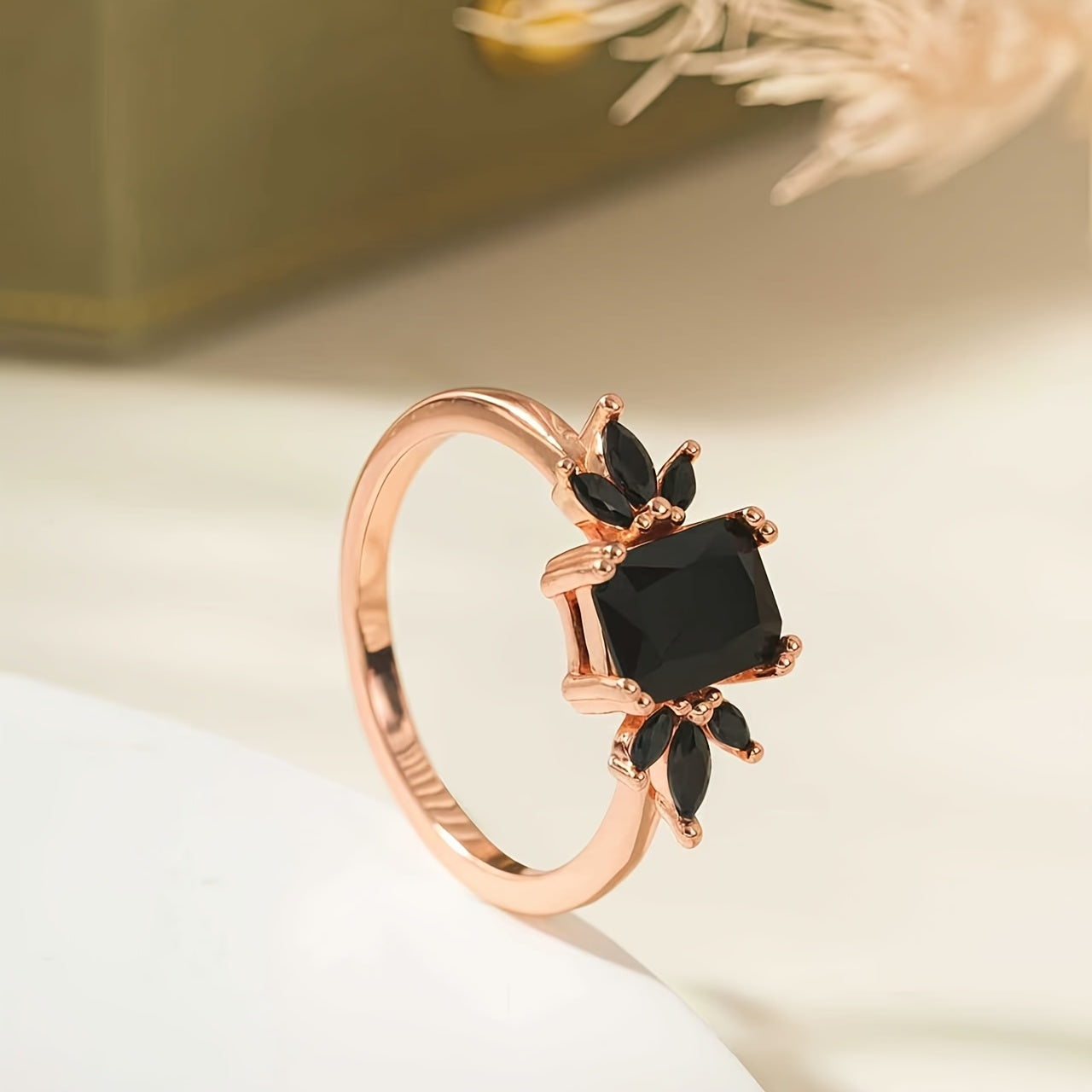 Elegant Black Onyx Marquise Ring