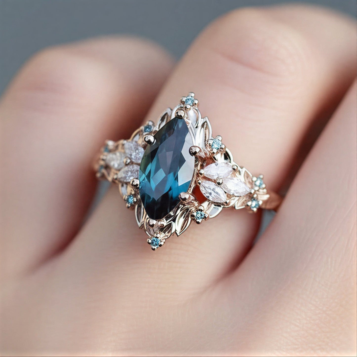 Vintage Teal Marquise Ring