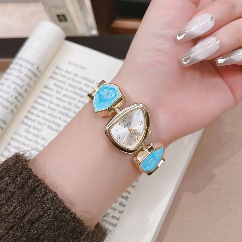 Turquoise Stone Gold Bracelet Watch