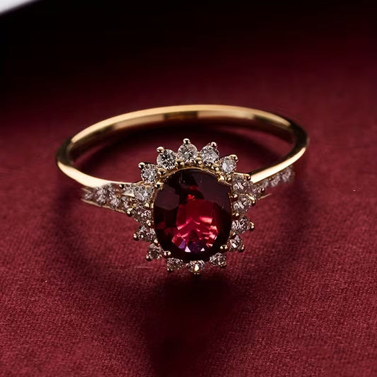 Sophisticated Red Gold Statement Ring