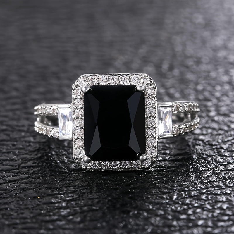 Sophisticated Onyx Zirconia Statement Ring